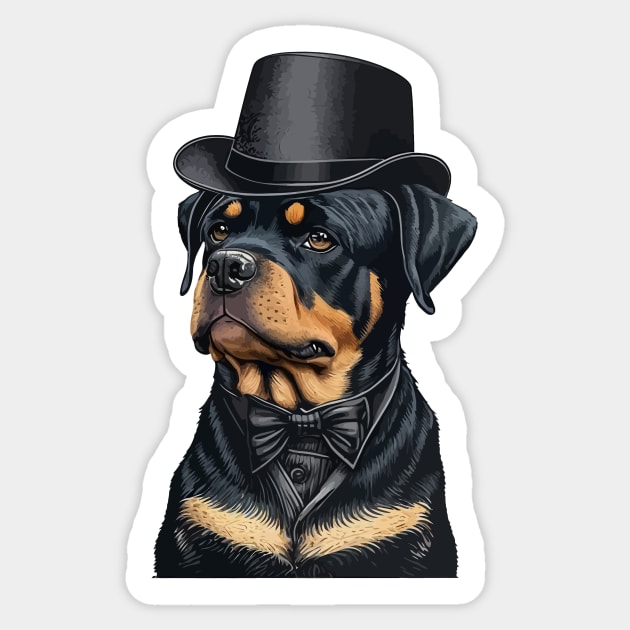 Rottweiler Funny Top Hat Sticker by K3rst